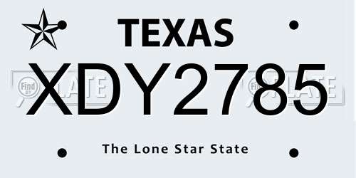 XDY2785 Texas License Plate