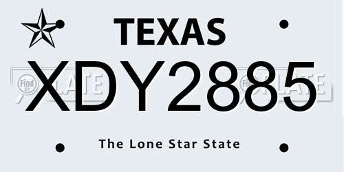 XDY2885 Texas License Plate