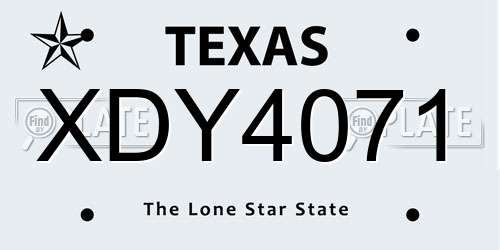 XDY4071 Texas License Plate