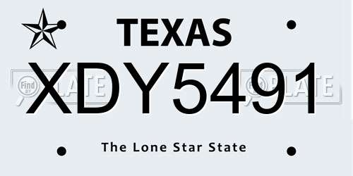 XDY5491 Texas License Plate
