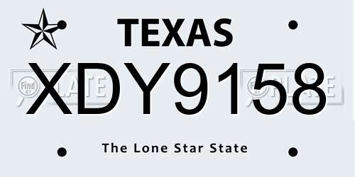 XDY9158 Texas License Plate