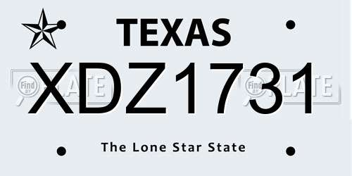 XDZ1731 Texas License Plate