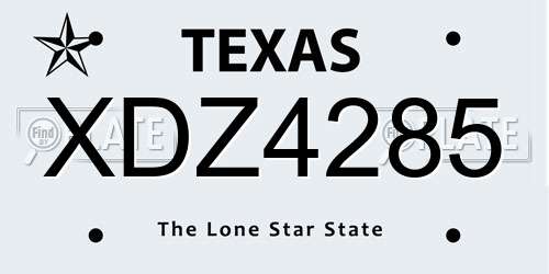 XDZ4285 Texas License Plate