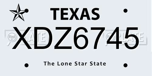 XDZ6745 Texas License Plate