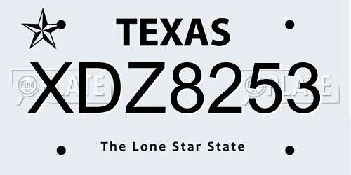 XDZ8253 Texas License Plate