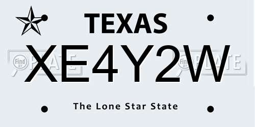 XE4Y2W Texas License Plate