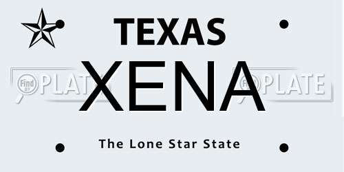 XENA Texas License Plate