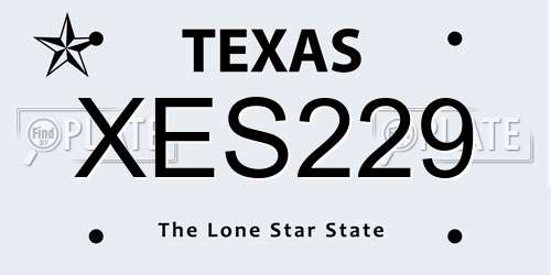 XES229 Texas License Plate