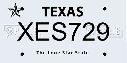 XES729 Texas License Plate