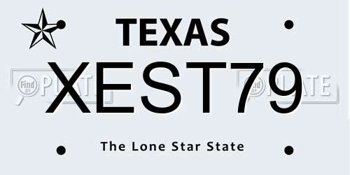 XEST79 Texas License Plate