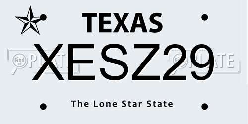 XESZ29 Texas License Plate