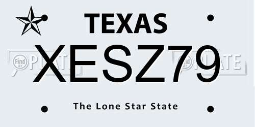 XESZ79 Texas License Plate
