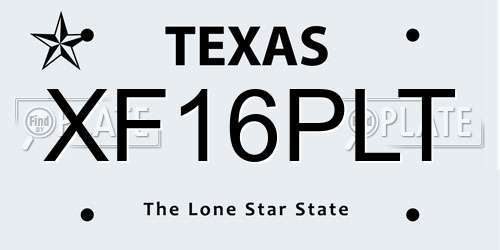 XF16PLT Texas License Plate