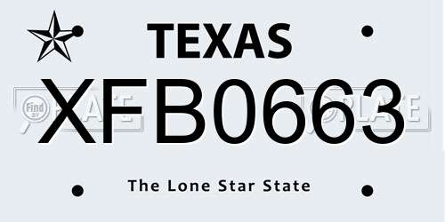 XFB0663 Texas License Plate