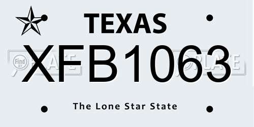 XFB1063 Texas License Plate