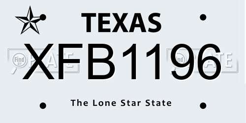 XFB1196 Texas License Plate