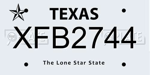 XFB2744 Texas License Plate