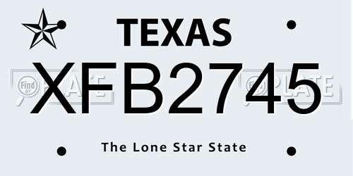 XFB2745 Texas License Plate