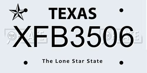 XFB3506 Texas License Plate