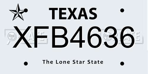 XFB4636 Texas License Plate