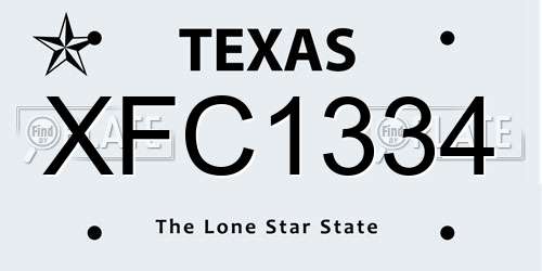 XFC1334 Texas License Plate