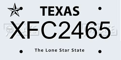 XFC2465 Texas License Plate