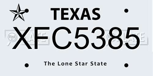 XFC5385 Texas License Plate
