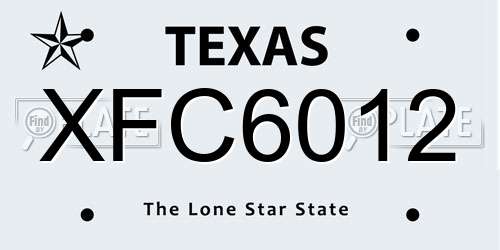 XFC6012 Texas License Plate