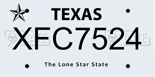 XFC7524 Texas License Plate