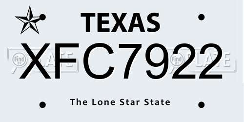 XFC7922 Texas License Plate