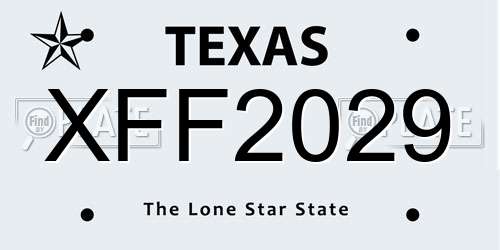 XFF2029 Texas License Plate