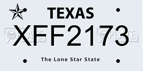 XFF2173 Texas License Plate