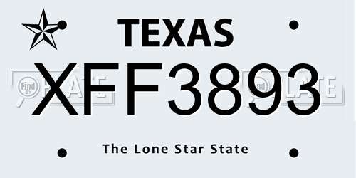 XFF3893 Texas License Plate