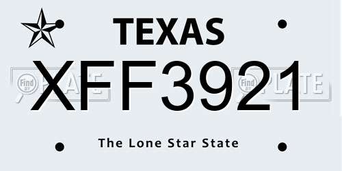 XFF3921 Texas License Plate