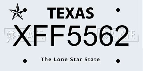 XFF5562 Texas License Plate