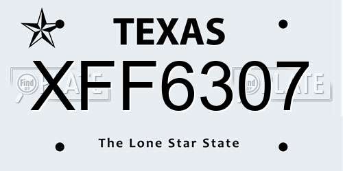 XFF6307 Texas License Plate