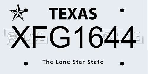 XFG1644 Texas License Plate