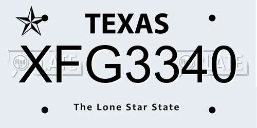 XFG3340 Texas License Plate