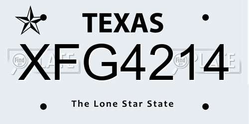 XFG4214 Texas License Plate