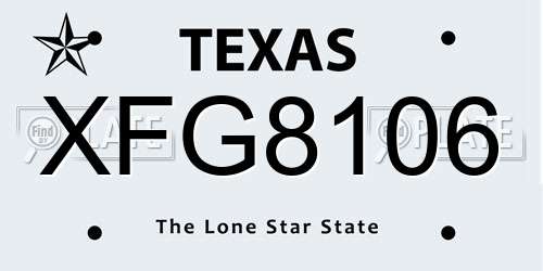XFG8106 Texas License Plate