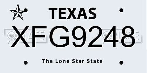 XFG9248 Texas License Plate