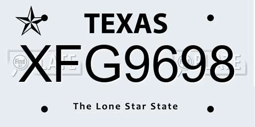 XFG9698 Texas License Plate