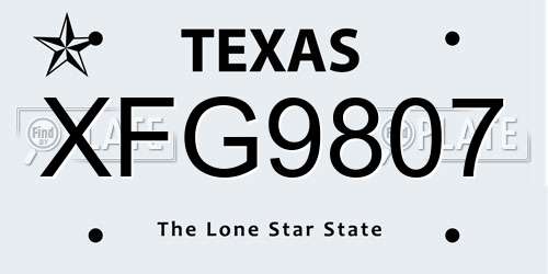XFG9807 Texas License Plate
