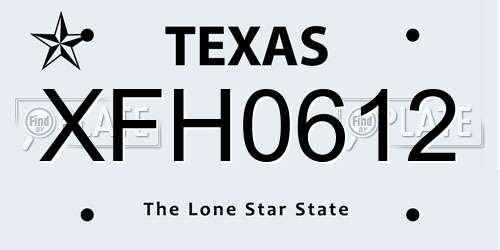 XFH0612 Texas License Plate