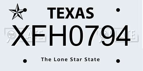 XFH0794 Texas License Plate