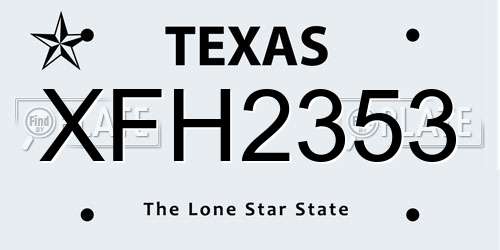XFH2353 Texas License Plate