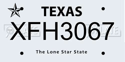 XFH3067 Texas License Plate