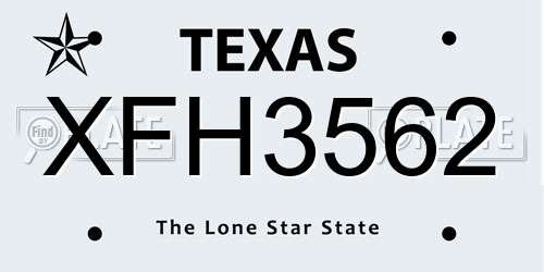 XFH3562 Texas License Plate