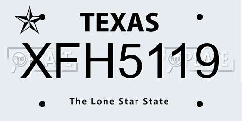 XFH5119 Texas License Plate