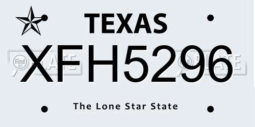 XFH5296 Texas License Plate